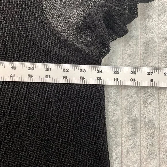 Catherines Top Womens 1X Black Lace Overlay Sharkbite Hem V-Neck Office Work - Picture 4 of 9